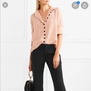 Chloé nude blouse velvet button down shirt